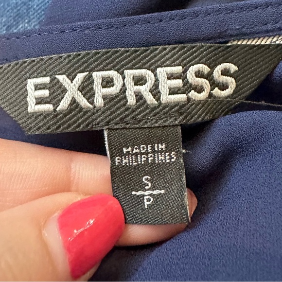 Express High Low Blue Short Sleeve Top Semi-Sheer Size Small - Picture 3 of 7